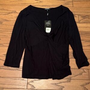 Daisy Fuentes Black Twist Front Blouse